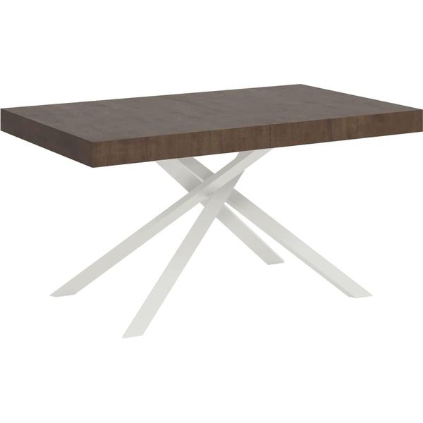 Ityhome - Tavolo Allungabile 140/244X90 Cm Karida Noce Gambe Bianche-image