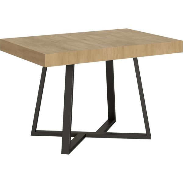 Ityhome - Tavolo Allungabile 120/204X80 Cm Zeplir Quercia Natura Gambe Antracite-image