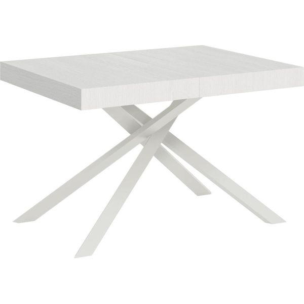 Ityhome - Tavolo Allungabile 120/224X90 Cm Karida Bianco Frassino Gambe Bianche-image