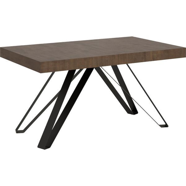 Ityhome - Tavolo Allungabile 160/264X90 Cm Terium Noce Gambe Antracite-image
