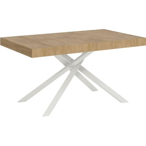 Ityhome - Tavolo Allungabile 140/244X90 Cm Karida Quercia Natura Gambe Bianche-image