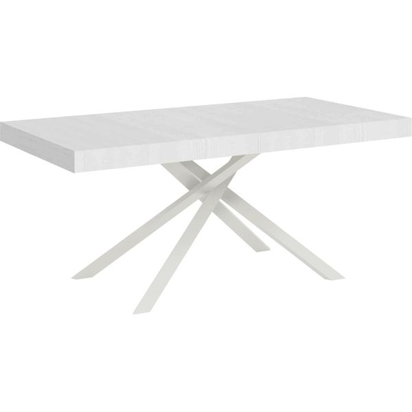 Ityhome - Tavolo Allungabile 160/244X80 Cm Karida Bianco Frassino Gambe Bianche-image