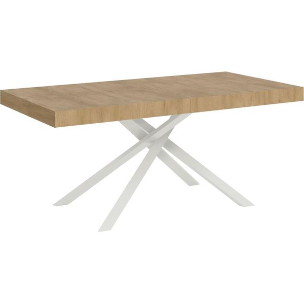 Ityhome - Tavolo Allungabile 160/264X90 Cm Karida Quercia Natura Gambe Bianche-image