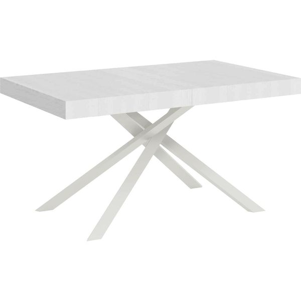 Ityhome - Tavolo Allungabile 140/400X90 Cm Karida Bianco Frassino Gambe Bianche-image