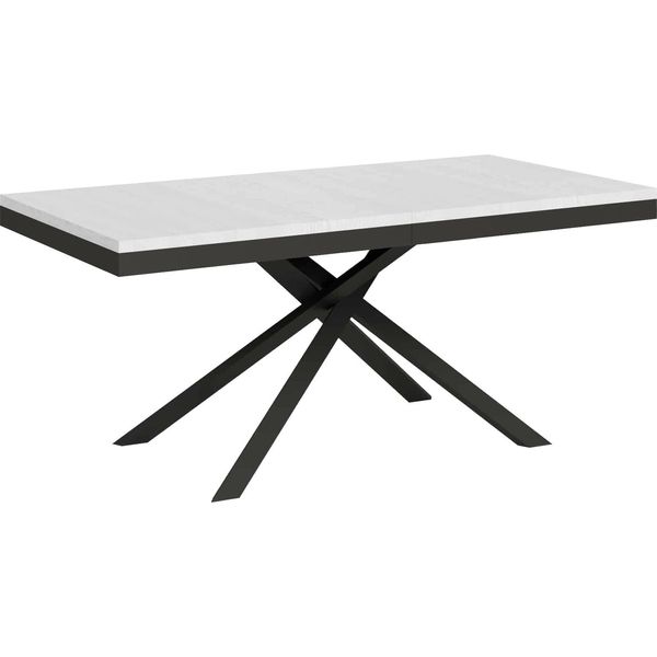 Ityhome - Tavolo Allungabile 180/440X90 Cm Karida Evolution Bianco Frassino Telaio E Gambe Antracite-image