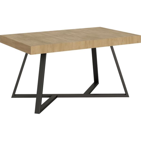 Ityhome - Tavolo Allungabile 160/420X90 Cm Booster Quercia Natura Gambe Antracite-image