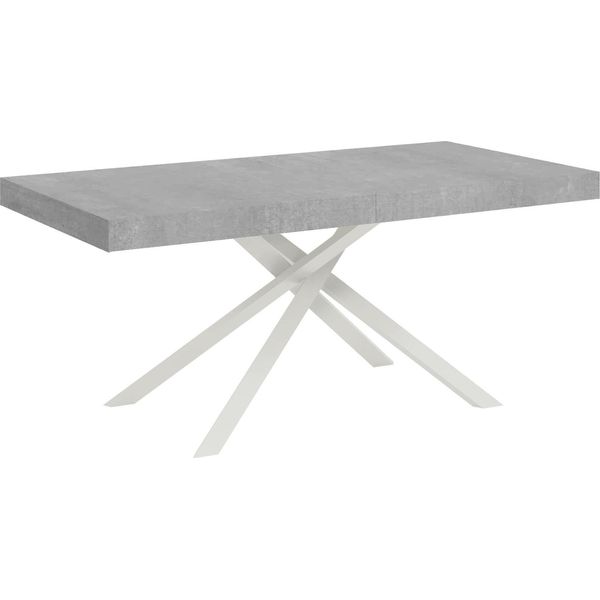 Ityhome - Tavolo Allungabile 160/264X90 Cm Karida Cemento Gambe Bianche-image