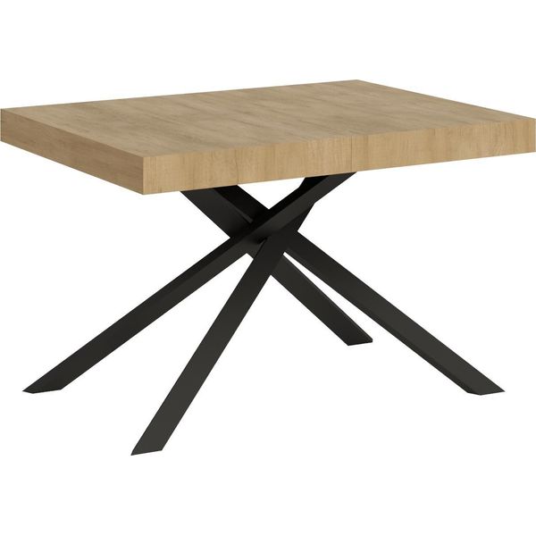 Ityhome - Tavolo Allungabile 120/380X90 Cm Karida Quercia Natura Gambe Antracite-image