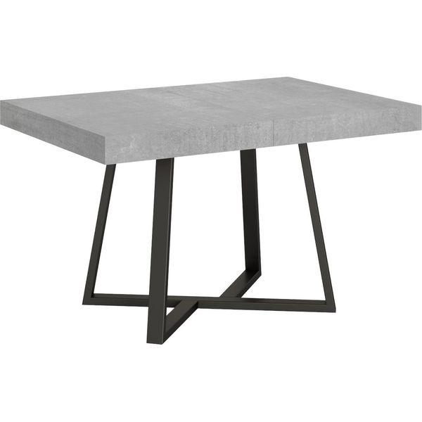 Ityhome - Tavolo Allungabile 120/380X90 Cm Zeplir Cemento Gambe Antracite-image