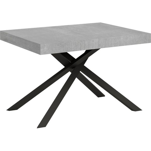 Ityhome - Tavolo Allungabile 120/380X90 Cm Karida Cemento Gambe Antracite-image