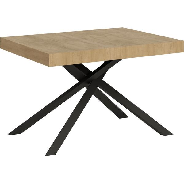 Ityhome - Tavolo Allungabile 120/204X80 Cm Karida Quercia Natura Gambe Antracite-image