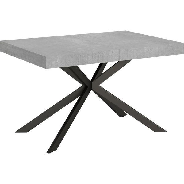 Ityhome - Tavolo Allungabile 140/400X90 Cm Plaker Cemento Gambe Antracite-image