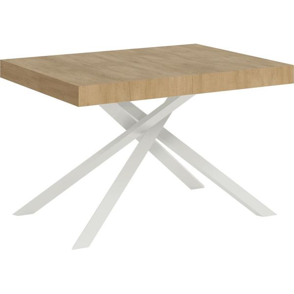 Ityhome - Tavolo Allungabile 120/380X90 Cm Karida Quercia Natura Gambe Bianche-image
