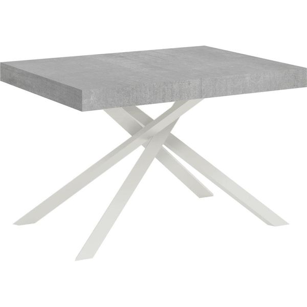 Ityhome - Tavolo Allungabile 130/234X90 Cm Karida Cemento Gambe Bianche-image