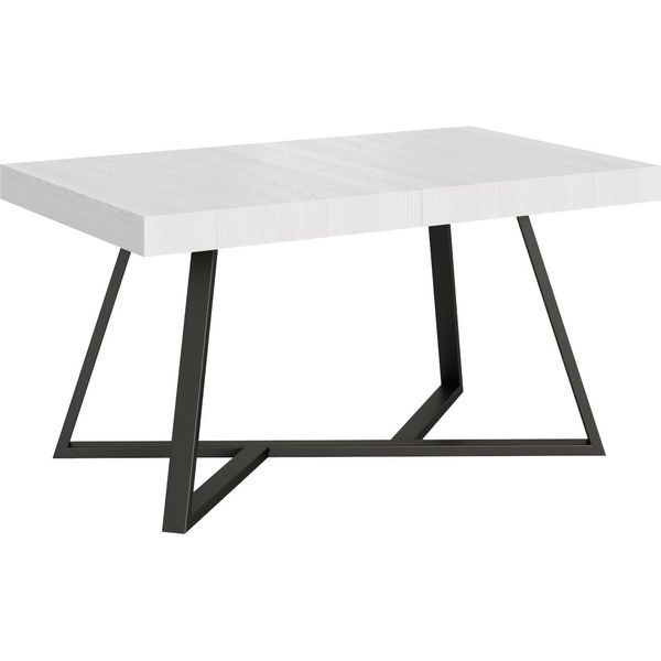 Ityhome - Tavolo Allungabile 160/420X90 Cm Booster Bianco Frassino Gambe Antracite-image
