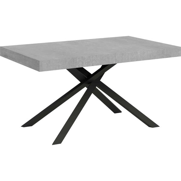 Ityhome - Tavolo Allungabile 140/224X80 Cm Karida Cemento Gambe Antracite-image