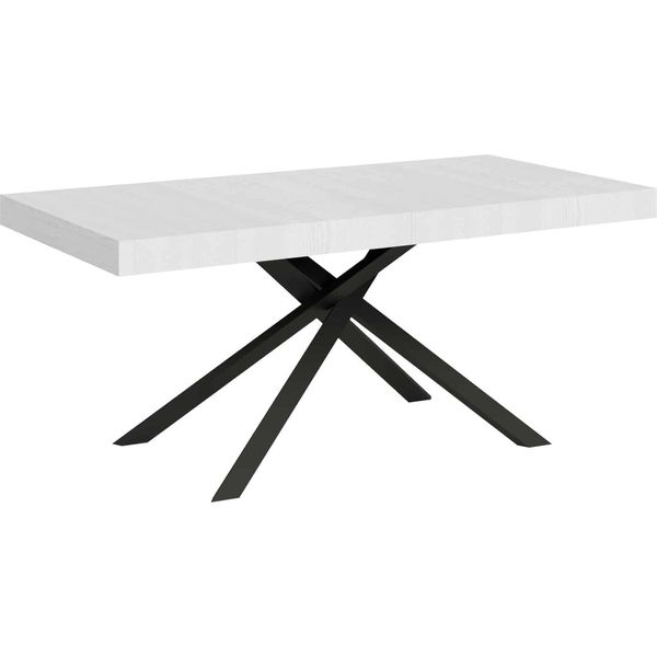 Ityhome - Tavolo Allungabile 160/244X80 Cm Karida Bianco Frassino Gambe Antracite-image