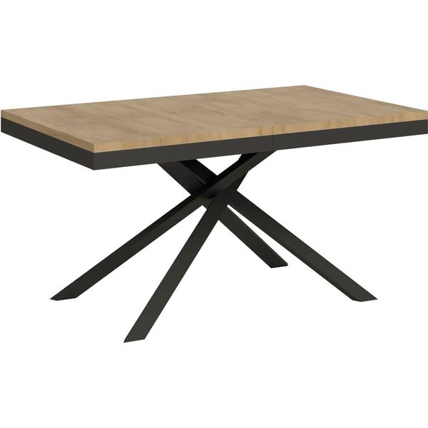 Ityhome - Tavolo Allungabile 160/420X90 Cm Karida Evolution Quercia Natura Telaio E Gambe Antracite-image