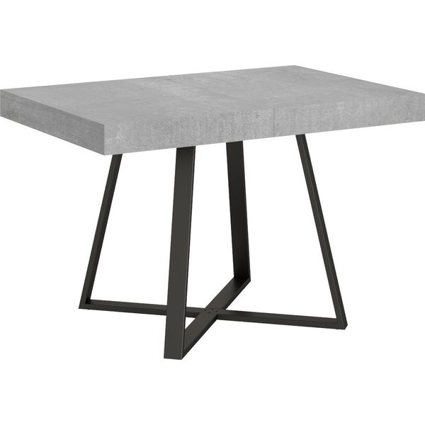 Ityhome - Tavolo Allungabile 120/204X80 Cm Abbraccio Cemento Gambe Antracite-image