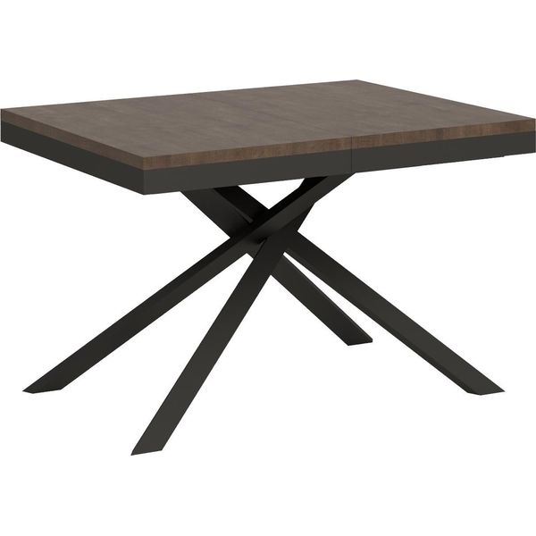 Ityhome - Tavolo Allungabile 120/380X90 Cm Karida Evolution Noce Telaio E Gambe Antracite-image
