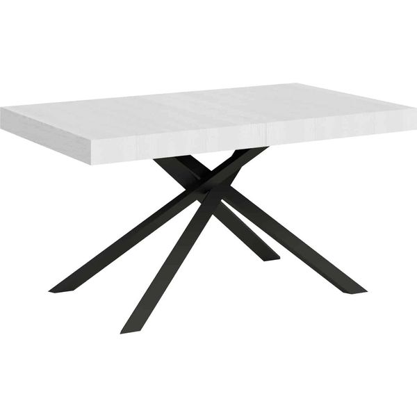 Ityhome - Tavolo Allungabile 140/244X90 Cm Karida Bianco Frassino Gambe Antracite-image