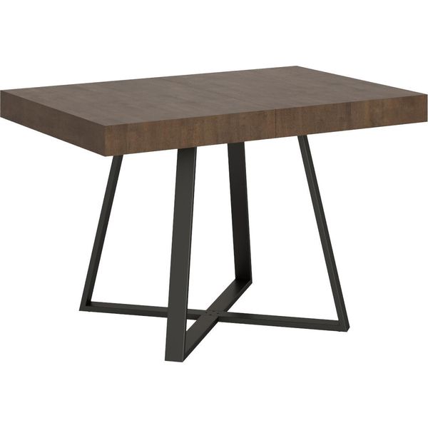 Ityhome - Tavolo Allungabile 120/204X80 Cm Abbraccio Noce Gambe Antracite-image