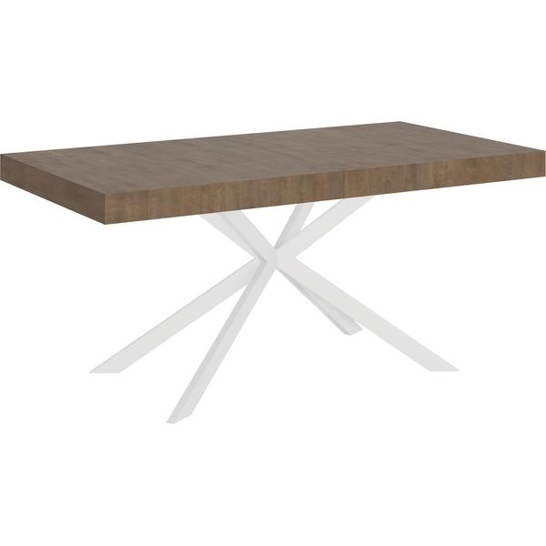 Ityhome - Tavolo Allungabile 160/244X80 Cm Plaker Noce Gambe Bianche-image