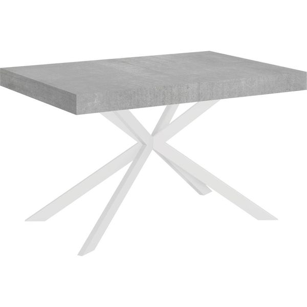 Ityhome - Tavolo Allungabile 140/400X90 Cm Plaker Cemento Gambe Bianche-image