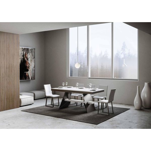 Itamoby - Tavolo Allungabile 180/440X90 Cm Baita Evolution Bianco Frassino Telaio E Gambe Antracite-image