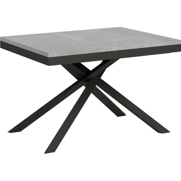 Ityhome - Tavolo Allungabile 120/380X90 Cm Karida Evolution Cemento Telaio E Gambe Antracite-image