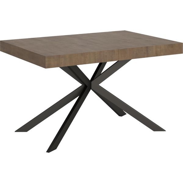 Ityhome - Tavolo Allungabile 120/204X80 Cm Plaker Noce Gambe Antracite-image