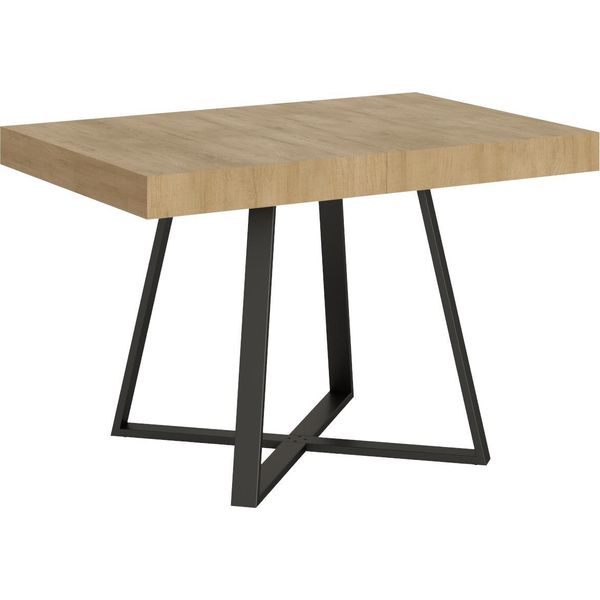 Ityhome - Tavolo Allungabile 120/224X90 Cm Abbraccio Quercia Natura Gambe Antracite-image