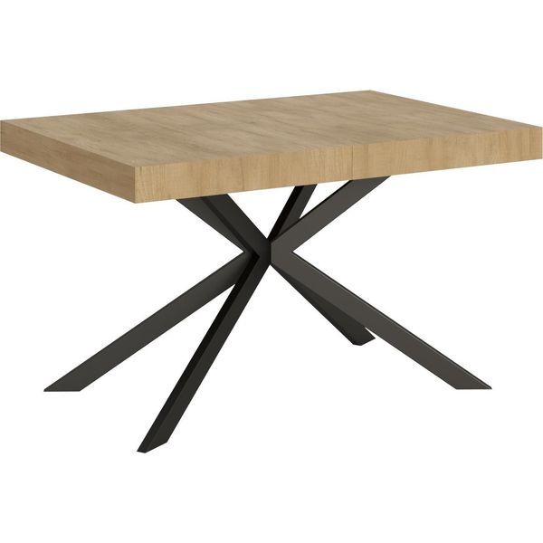 Ityhome - Tavolo Allungabile 140/224X80 Cm Plaker Quercia Natura Gambe Antracite-image