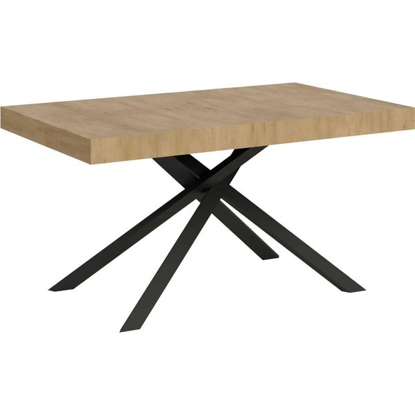 Ityhome - Tavolo Allungabile 140/244X90 Cm Karida Quercia Natura Gambe Antracite-image