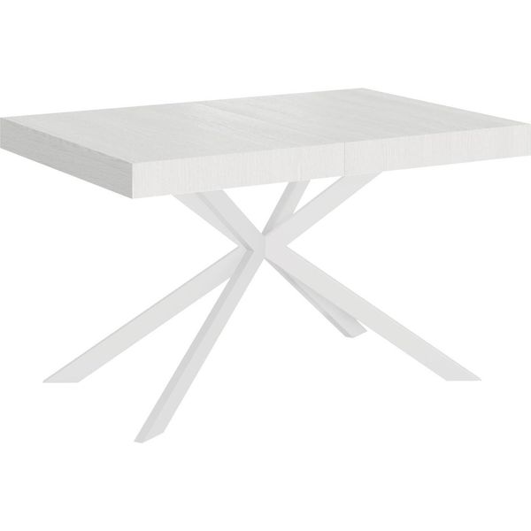 Ityhome - Tavolo Allungabile 140/244X90 Cm Plaker Bianco Frassino Gambe Bianche-image