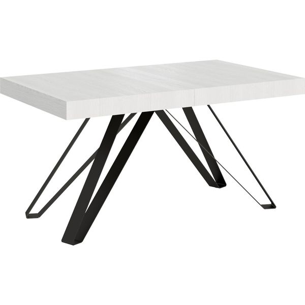 Ityhome - Tavolo Allungabile 160/420X90 Cm Terium Bianco Frassino Gambe Antracite-image