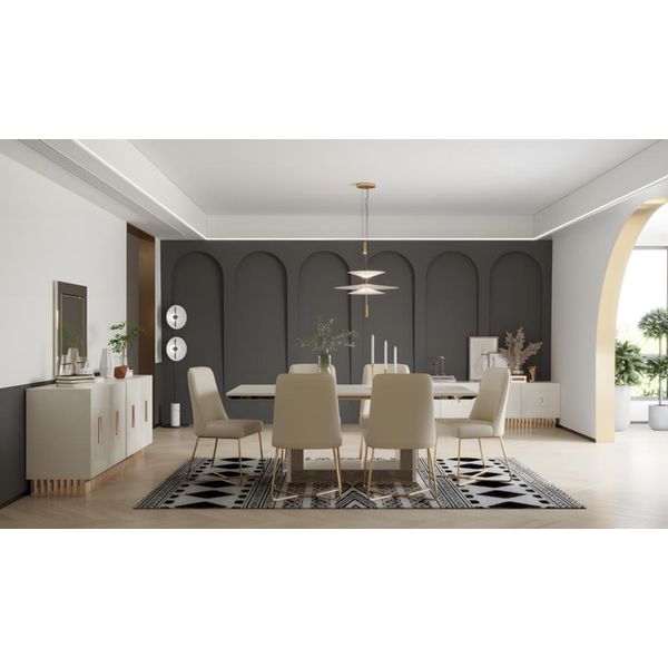 Set Da Pranzo Sala Da Pranzo Tavolo Da Pranzo Sedie Credenza Rtv 10 Pezzi Tavolo Beige-image