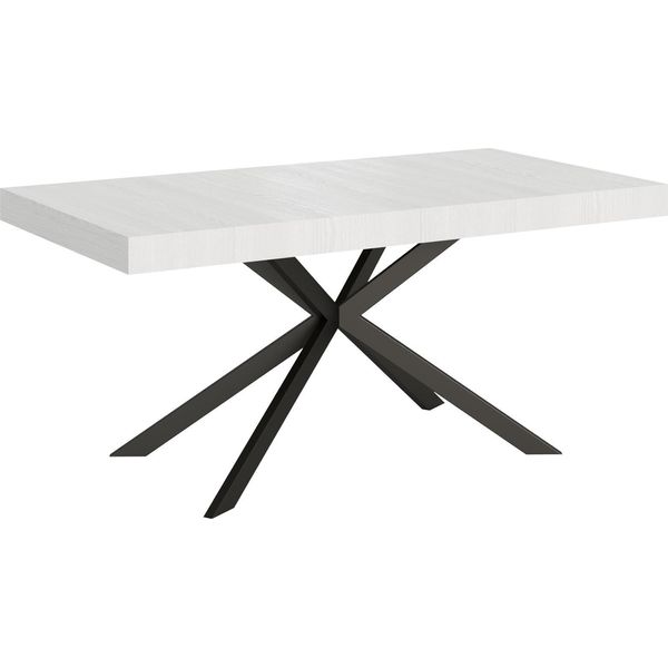 Ityhome - Tavolo Allungabile 160/264X90 Cm Plaker Bianco Frassino Gambe Antracite-image
