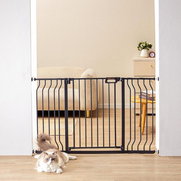 Cancelletto Di Sicurezza Per Porte, Cancelletto Di Sicurezza Per Scale, Gamma Di Larghezza 749-1346 Mm Cancelletto Per Bambini, Cancelletto Per Animali, Cancelletto Per Scale, Girevole Su Due Lati, Altezza 762 Mm, Cancelletto Per Bambini Nero Senza Foratura-image