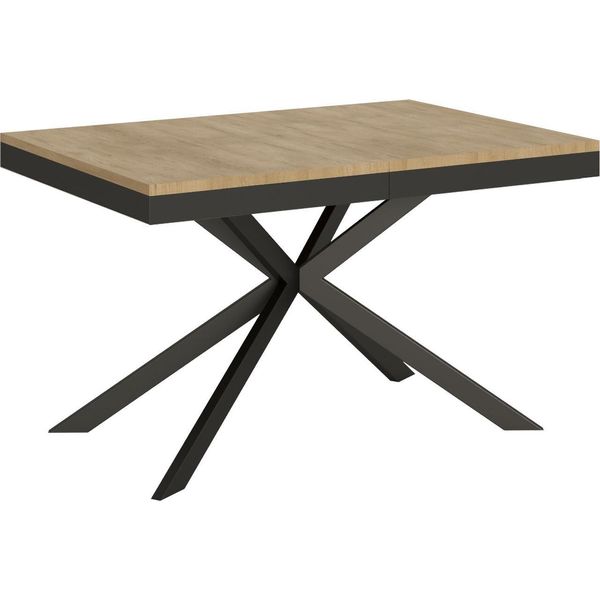 Ityhome - Tavolo Allungabile 180/284X90 Cm Plaker Evolution Quercia Natura Telaio E Gambe Antracite-image