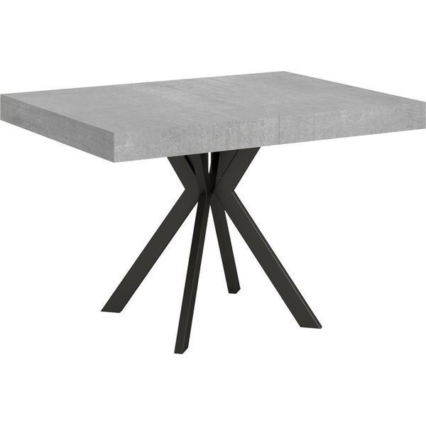 Ityhome - Tavolo Allungabile 120/224X90 Cm Dolcezza Cemento Gambe Antracite-image