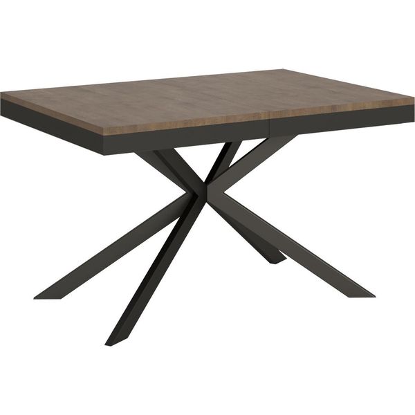 Ityhome - Tavolo Allungabile 120/224X90 Cm Plaker Evolution Noce Telaio E Gambe Antracite-image