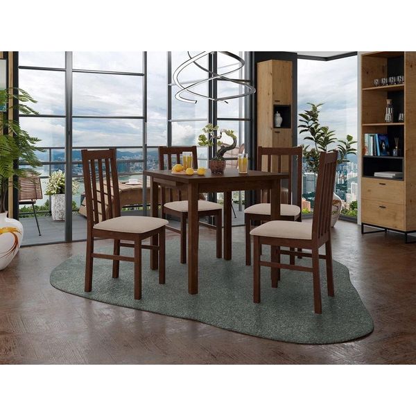 Tavolo Da Pranzo Allungabile 80 Cm Con 4 Sedie Adelbite 4 - Noce / Beige-image
