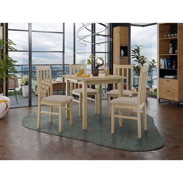 Tavolo Da Pranzo Allungabile 80 Cm Con 4 Sedie Adelbite 4 - Rovere Sonoma / Beige-image