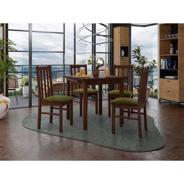 Tavolo Da Pranzo Allungabile 80 Cm Con 4 Sedie Adelbite 4 - Noce / Oliva Scuro-image
