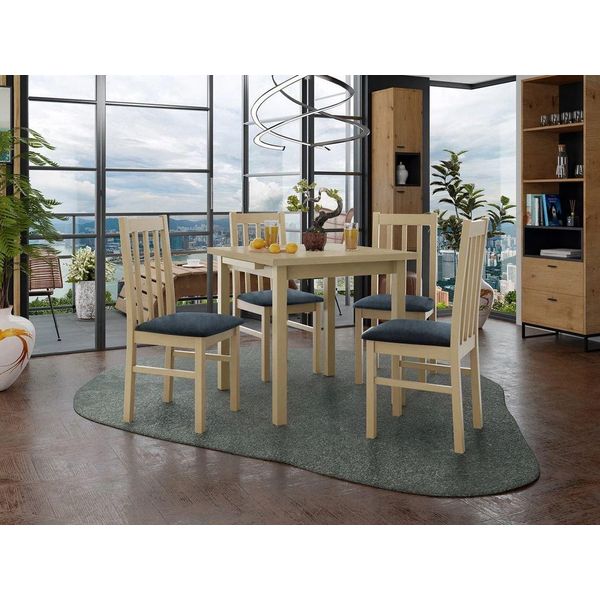 Tavolo Da Pranzo Allungabile 80 Cm Con 4 Sedie Adelbite 4 - Rovere Sonoma / Blu-image