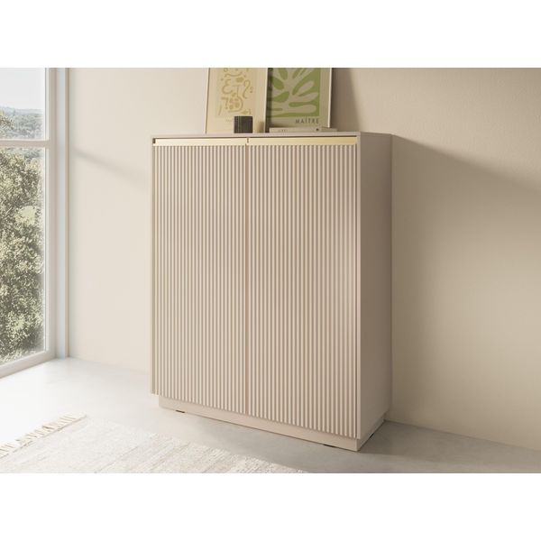 Cassettiera Moderna Beige 127 Cm, 2 Ante, Piano In Laminato-image