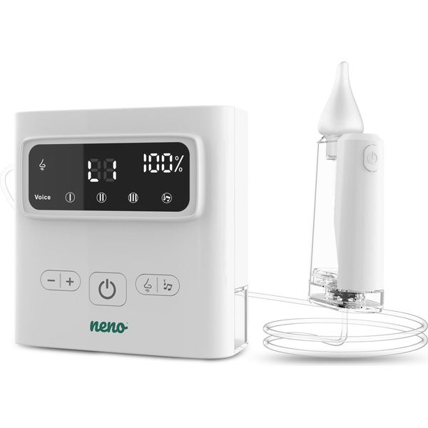 Neno Grasso - Aspiratore Nasale Cordless Per Bambini, 9 Livelli Di Aspirazione, Luce Led, Musica, 3 Attacchi In Silicone, USB-C, Custodia, Scomparto Per Accessori-image
