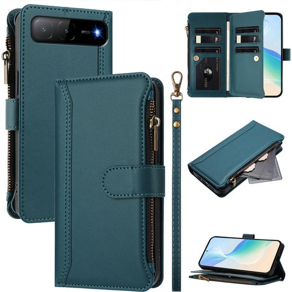 Custodia Per Infinix Hot 60I 5G/Tecno Spark Go, Con Cerniera, Portafoglio Custodia Flip In Finto Cuoio Con Tasche Per Carte, Supporto E Passante Per Mani Verde-image
