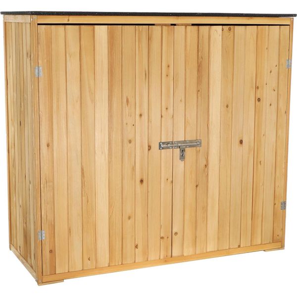 Casetta Da Giardino Wiltec Con Doppia Porta In Legno Colore Naturale 136 X 58 X 127 Cm Casetta Per Attrezzi Per Il Giardino Casetta Per Attrezzi Casetta Da Giardino Armadietto Per Attrezzi-image